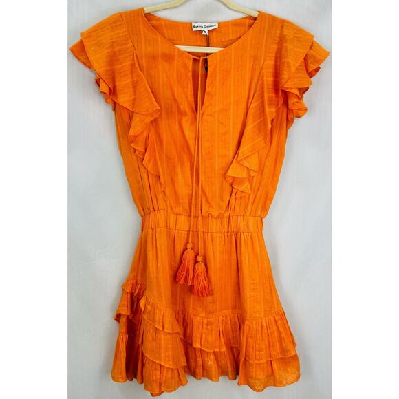 Karina Grimaldi Raffa Metallic Mini Dress – Orange – Size XS - Picture 2 of 7